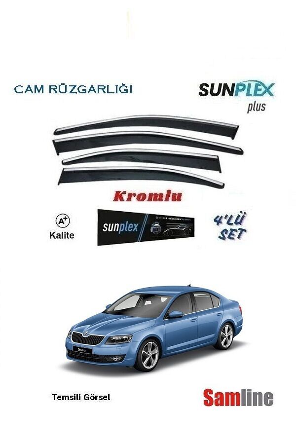 Cam Rüzgarlığı Kromlu 4'lü Set Skoda Octavıa (2013-2017) Sunplex Plus