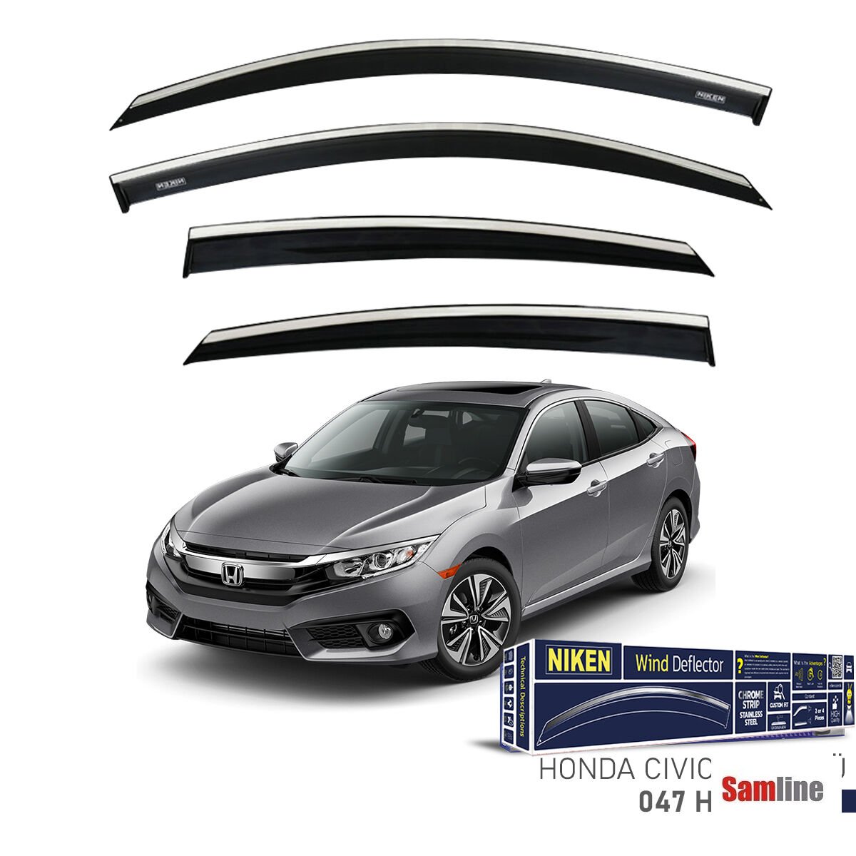 Cam Rüzgarlığı Kromlu 4'lü Set Honda Civic 2018