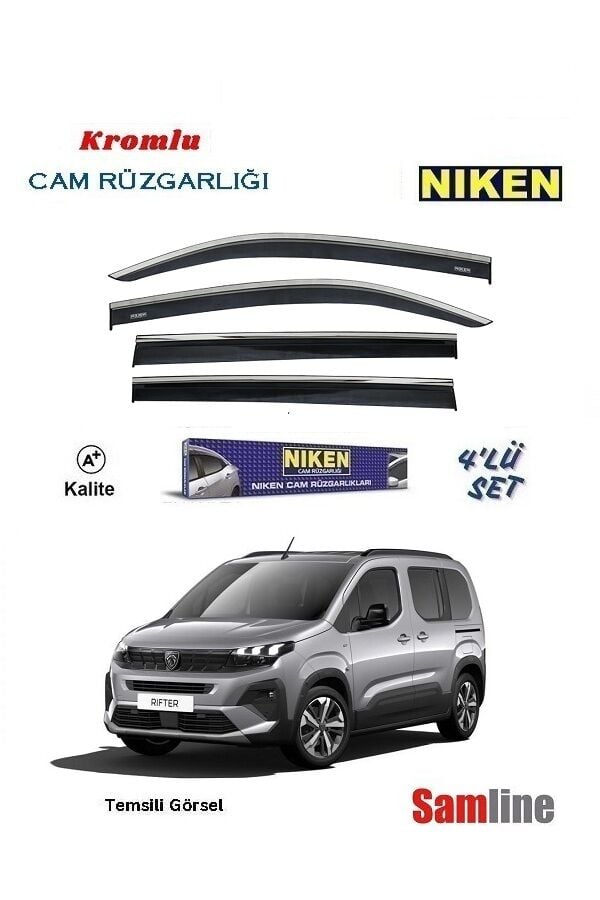 Cam Rüzgarlığı Kromlu 4'lü Set Peugeot Yeni Rifter (2024-2025)