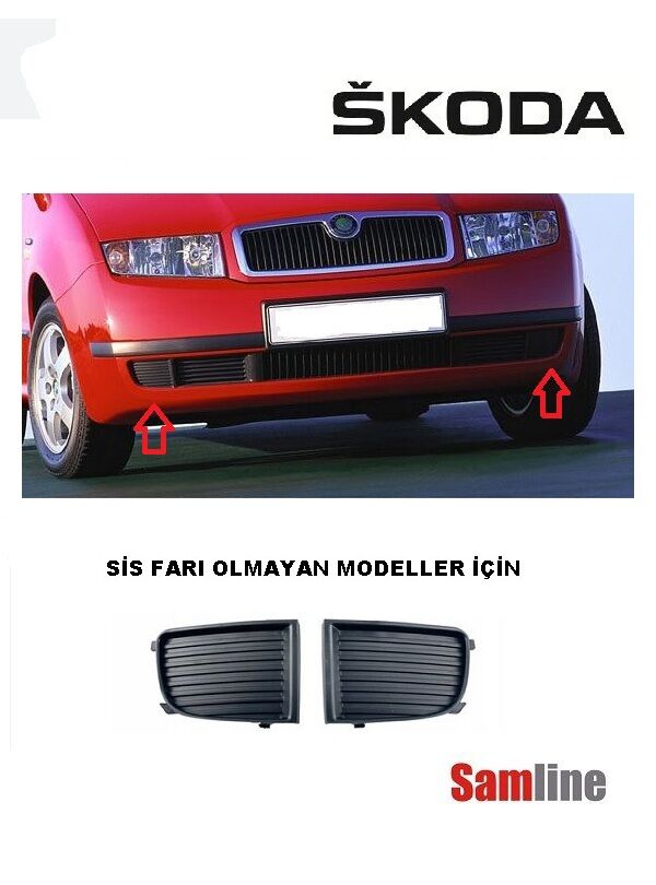 Tampon Kapağı Orta Izgara ve Sis Kapağı Sağ-Sol  5'li Set Skoda Fabıa (2001-2005)