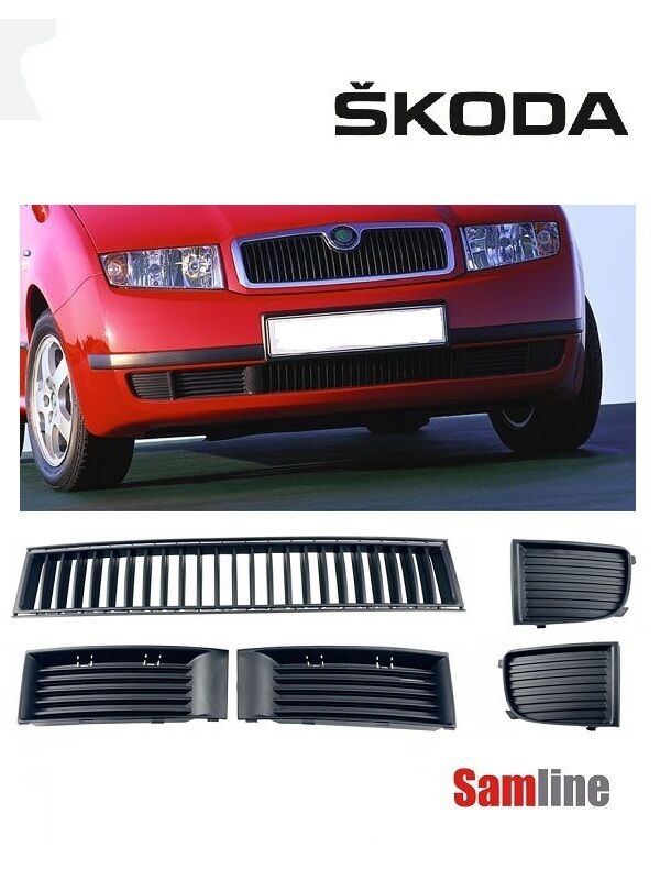 Tampon Kapağı Orta Izgara ve Sis Kapağı Sağ-Sol  5'li Set Skoda Fabıa (2001-2005)