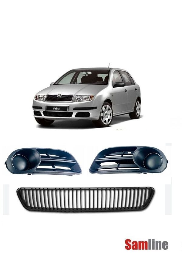 Tampon Orta Izgarası ve Sağ Sol Sis Kapağı Set Skoda Fabıa (2005-2007)