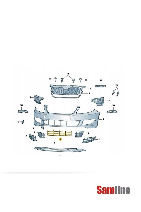 Tampon Orta Izgarası (Orta panjur) Skoda Fabıa Roomster (2011-2014) 5J0853677A